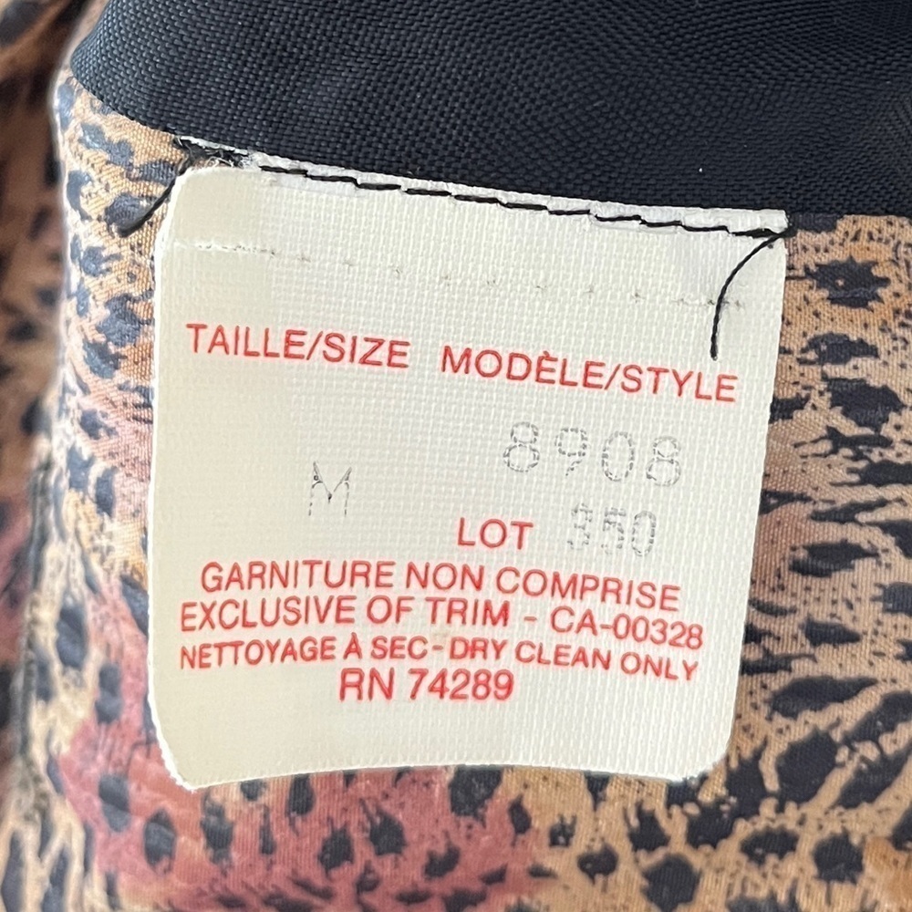 NOVELTI Vintage Animal Print Button Front Lined Coat 80's Shoulder Pads Leopard - Picture 15 of 17